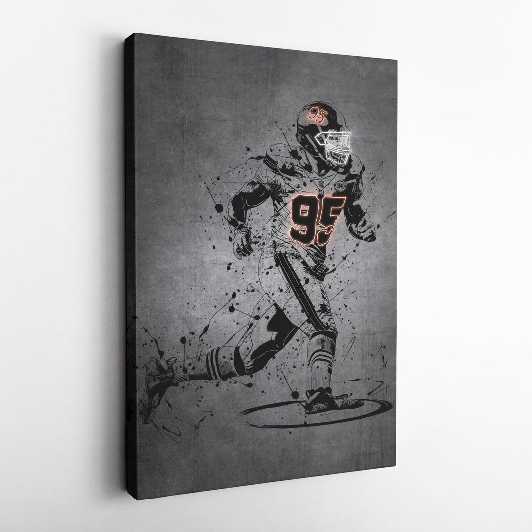 Myles Garrett Neon Canvas Art | Modern Wall Decor for Browns Fans - CanvasNeon