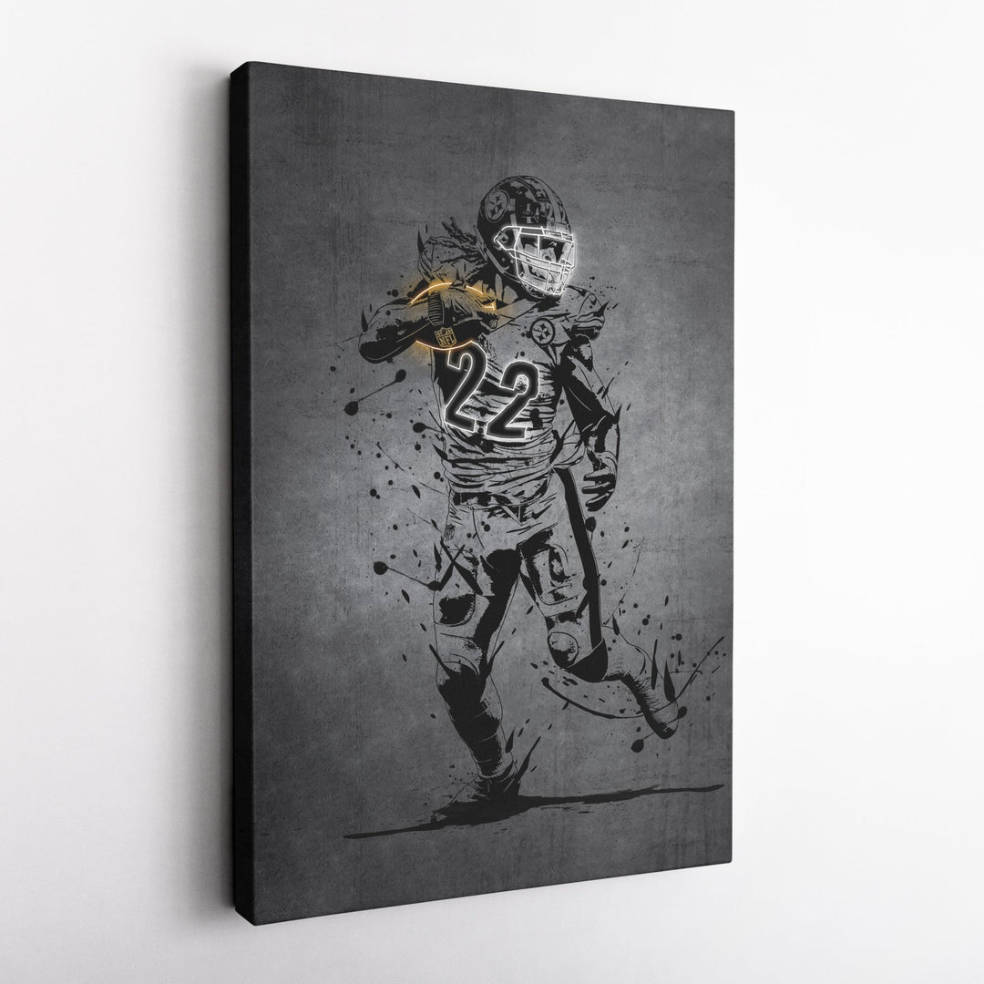 Najee Harris Neon Canvas Art | Modern Wall Decor for Steelers Fans - CanvasNeon