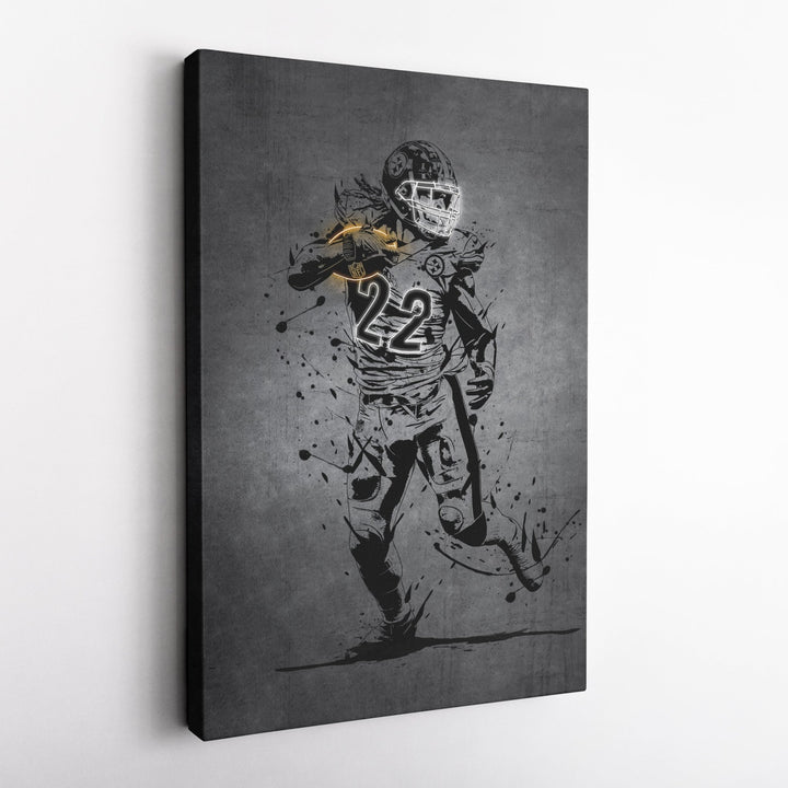 Najee Harris Neon Canvas Art | Modern Wall Decor for Steelers Fans - CanvasNeon