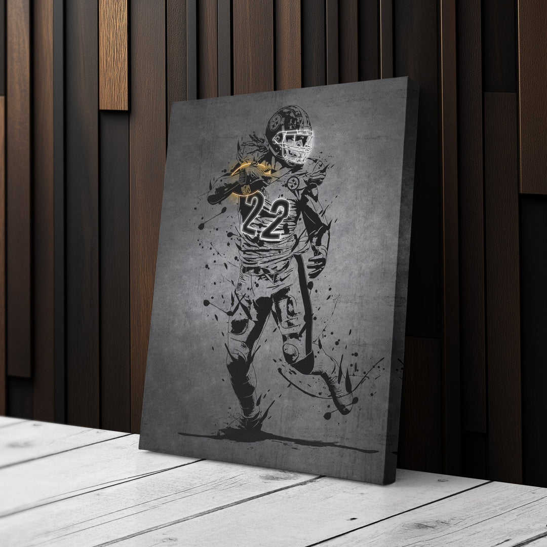 Najee Harris Neon Canvas Art | Modern Wall Decor for Steelers Fans - CanvasNeon
