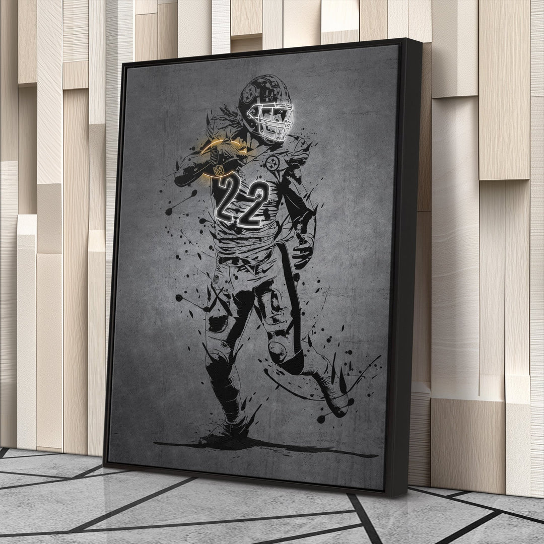 Najee Harris Neon Canvas Art | Modern Wall Decor for Steelers Fans - CanvasNeon