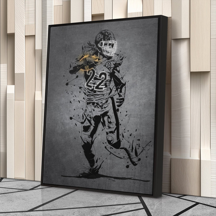 Najee Harris Neon Canvas Art | Modern Wall Decor for Steelers Fans - CanvasNeon