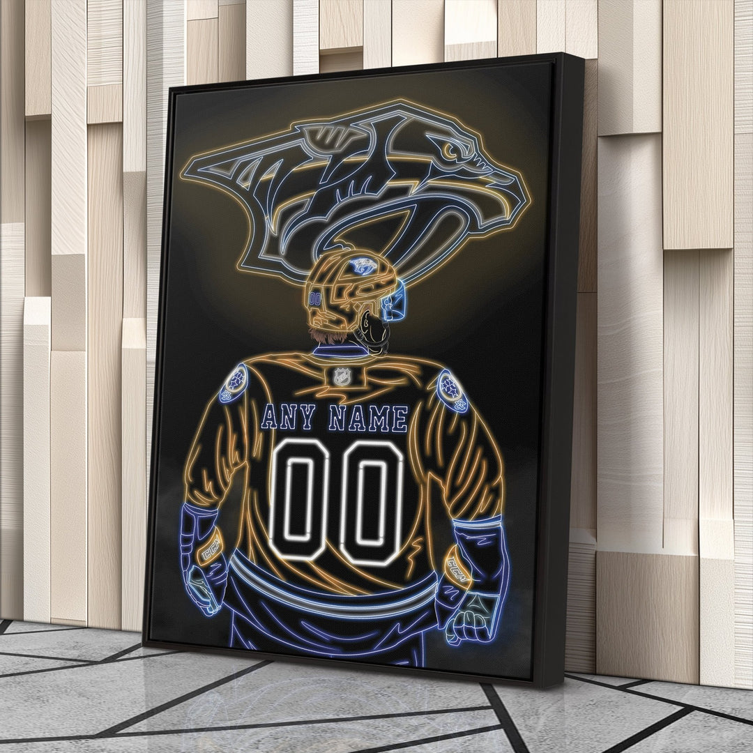 Nashville Predators Personalized Jersey Canvas | Neon Wall Art - CanvasNeon
