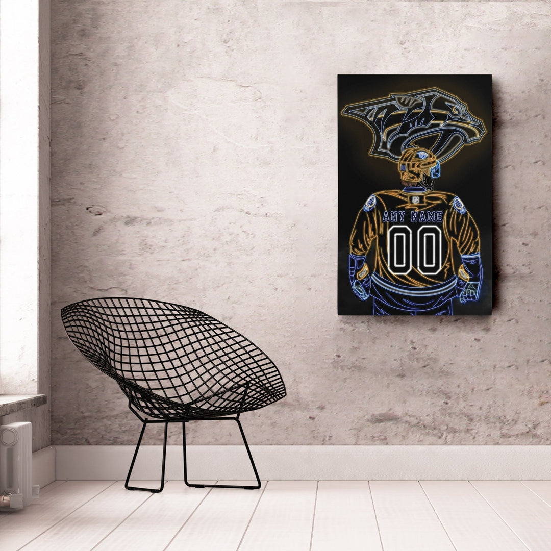 Nashville Predators Personalized Jersey Canvas | Neon Wall Art - CanvasNeon