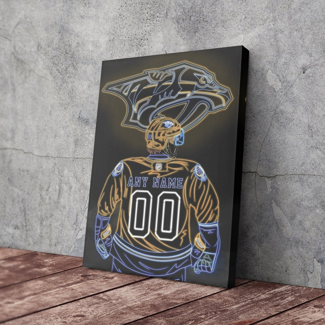 Nashville Predators Personalized Jersey Canvas | Neon Wall Art - CanvasNeon