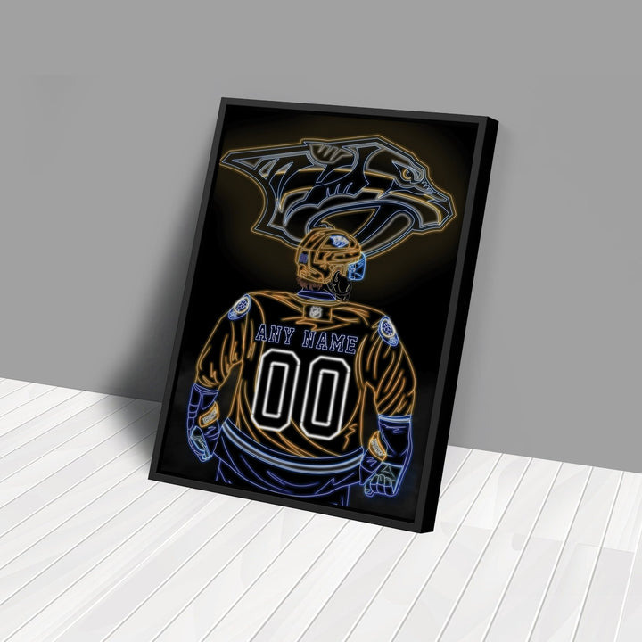 Nashville Predators Personalized Jersey Canvas | Neon Wall Art - CanvasNeon