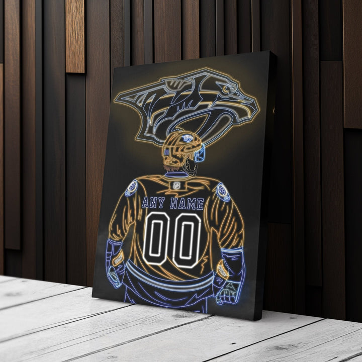 Nashville Predators Personalized Jersey Canvas | Neon Wall Art - CanvasNeon