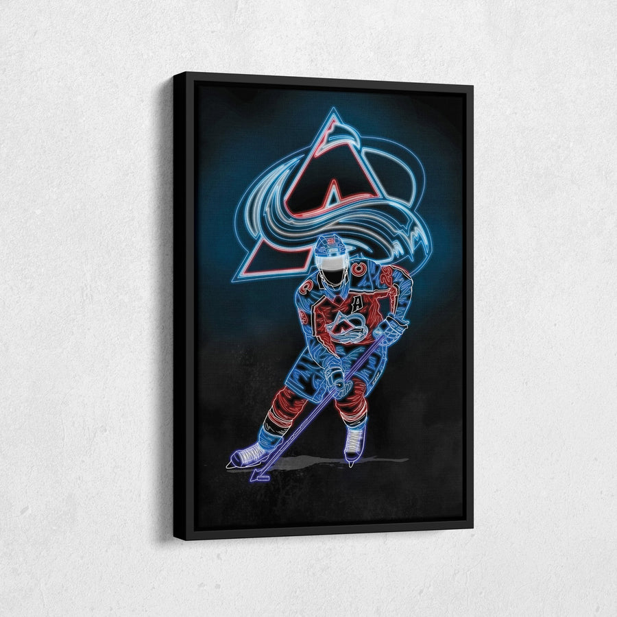 Nathan MacKinnon Neon Canvas Art | Avalanche Wall Decor - CanvasNeon