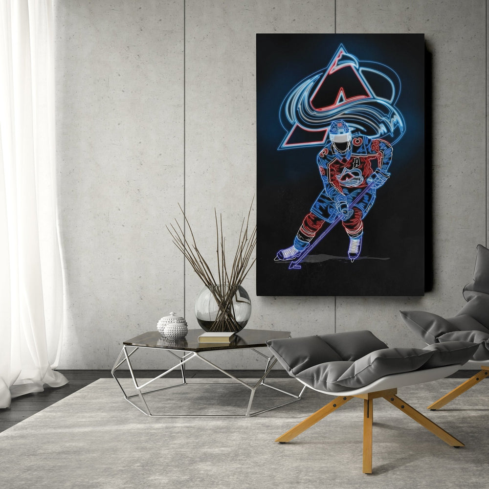 Nathan MacKinnon Neon Canvas Art | Avalanche Wall Decor - CanvasNeon