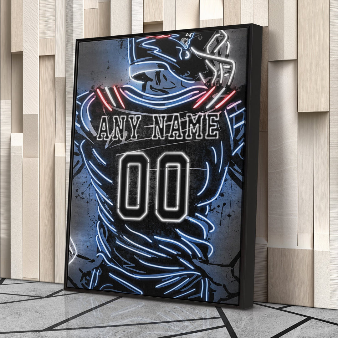 New England Patriots Custom Jersey Canvas | Neon Wall Art - CanvasNeon