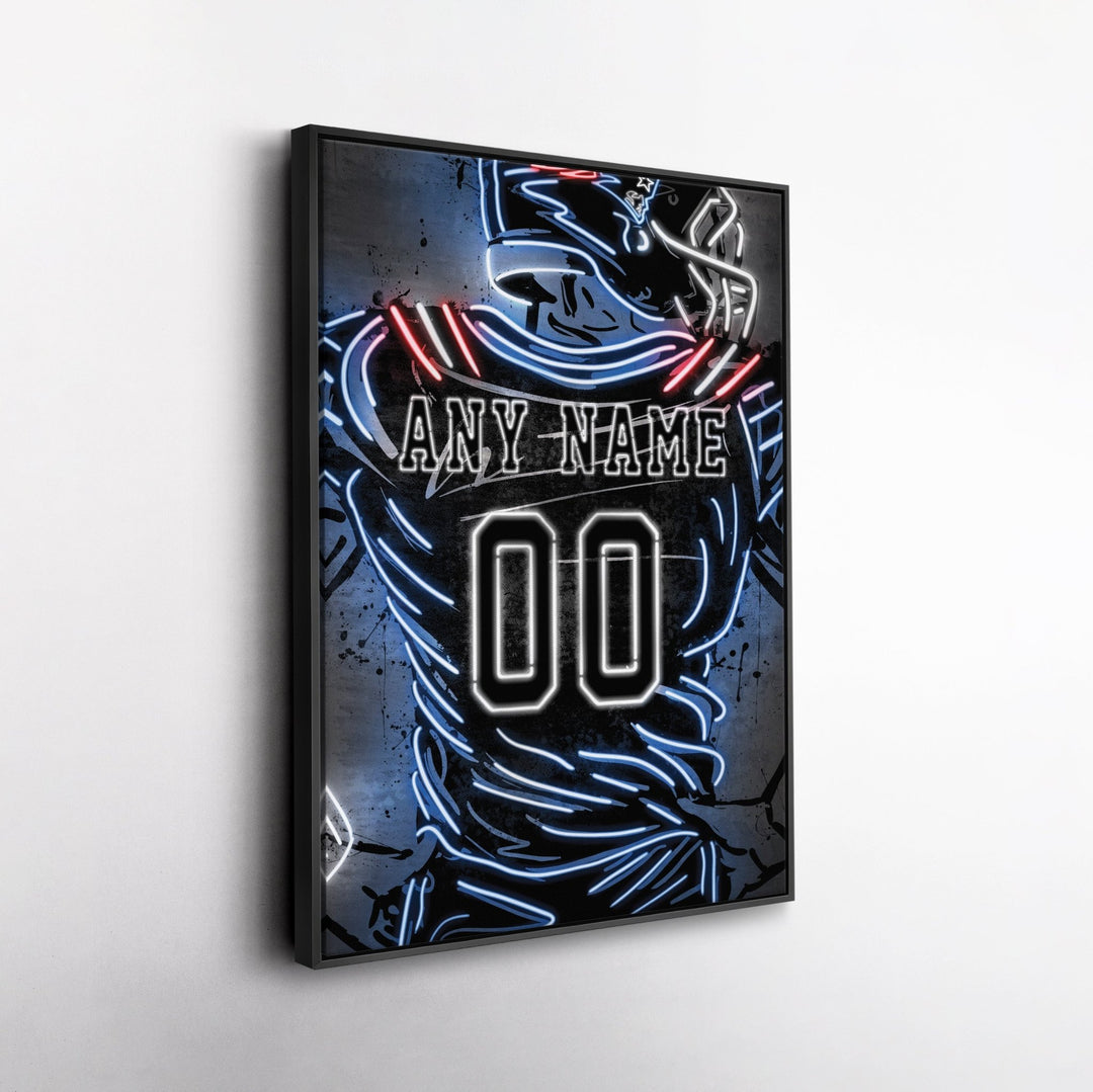New England Patriots Custom Jersey Canvas | Neon Wall Art - CanvasNeon