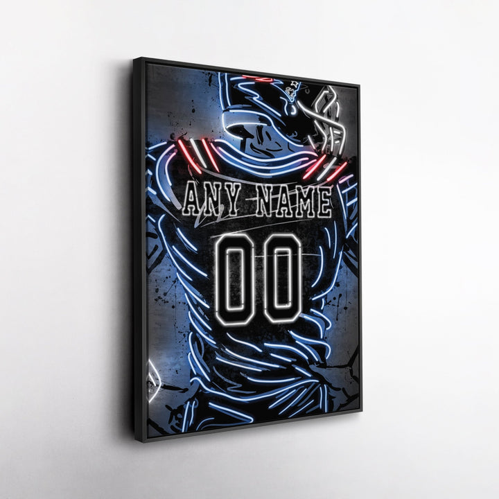 New England Patriots Custom Jersey Canvas | Neon Wall Art - CanvasNeon