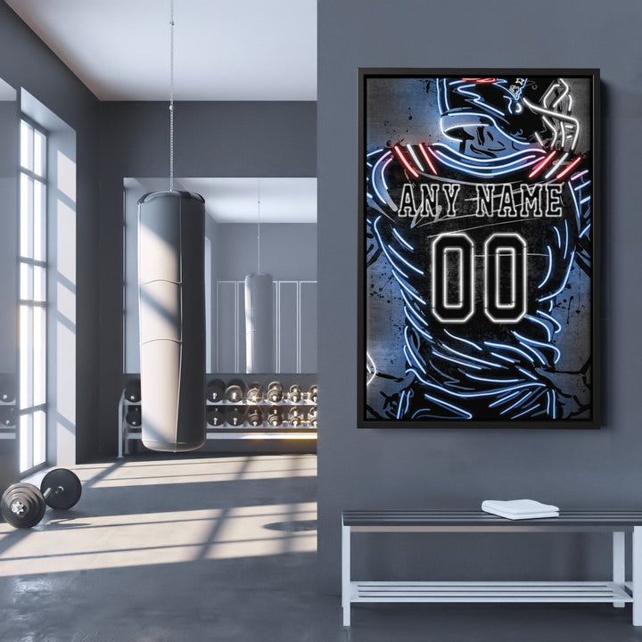 New England Patriots Custom Jersey Canvas | Neon Wall Art - CanvasNeon