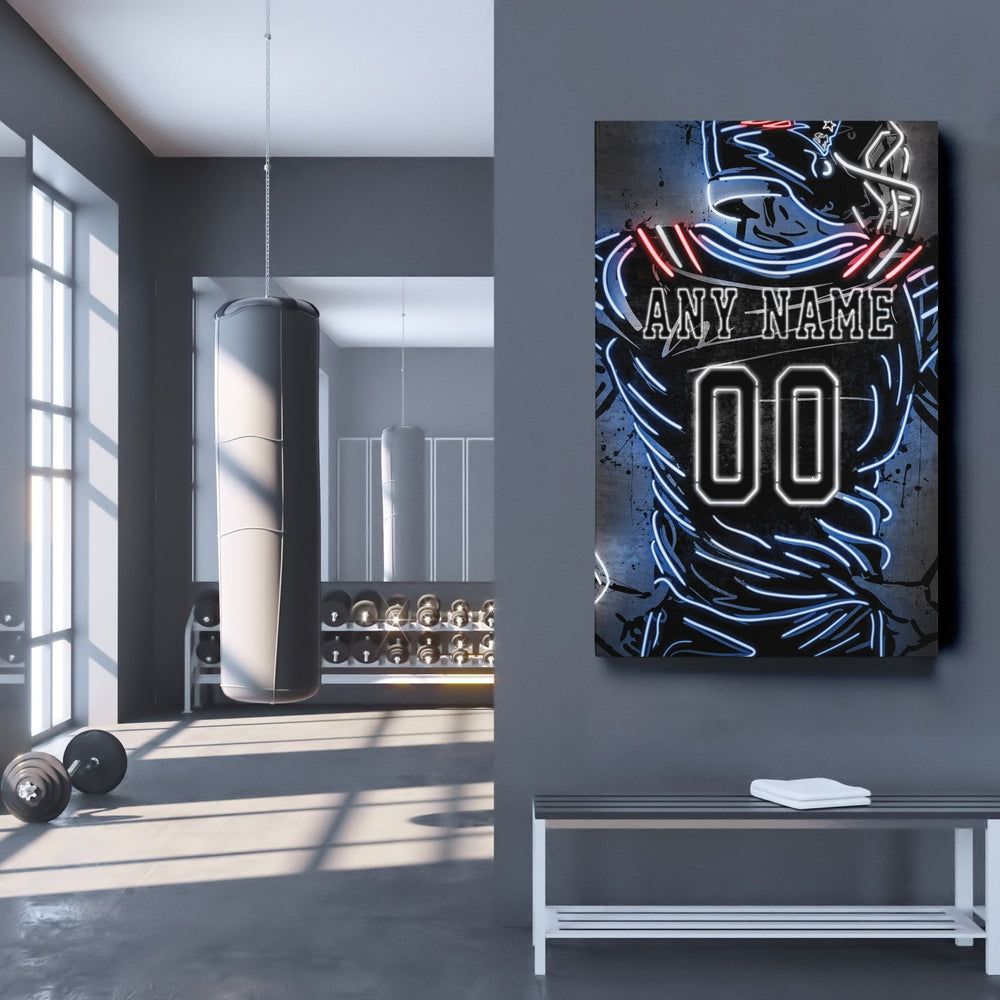 New England Patriots Custom Jersey Canvas | Neon Wall Art - CanvasNeon
