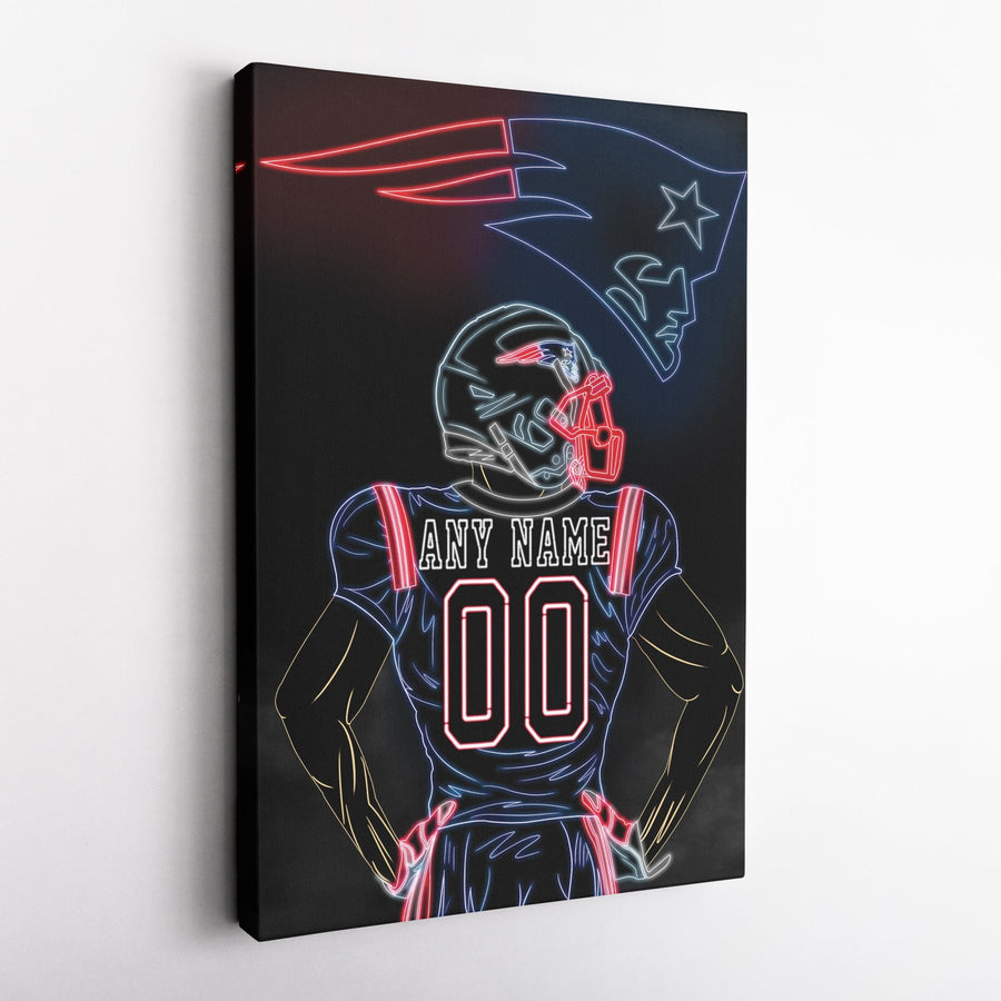 New England Patriots Personalized Jersey Canvas | Neon Wall Art - CanvasNeon