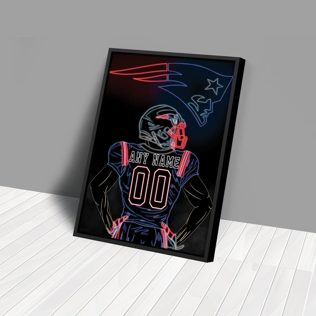 New England Patriots Personalized Jersey Canvas | Neon Wall Art - CanvasNeon