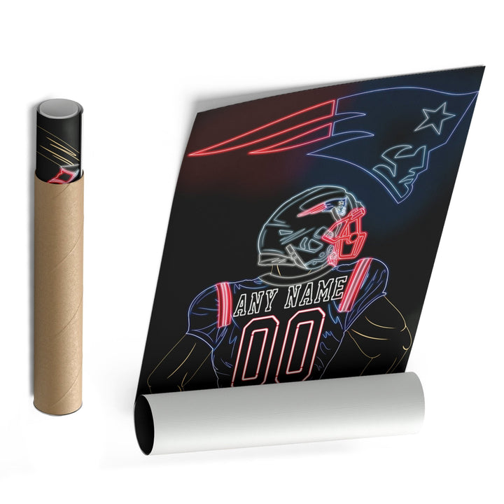 New England Patriots Personalized Jersey Canvas | Neon Wall Art - CanvasNeon