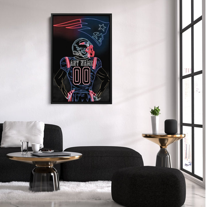 New England Patriots Personalized Jersey Canvas | Neon Wall Art - CanvasNeon