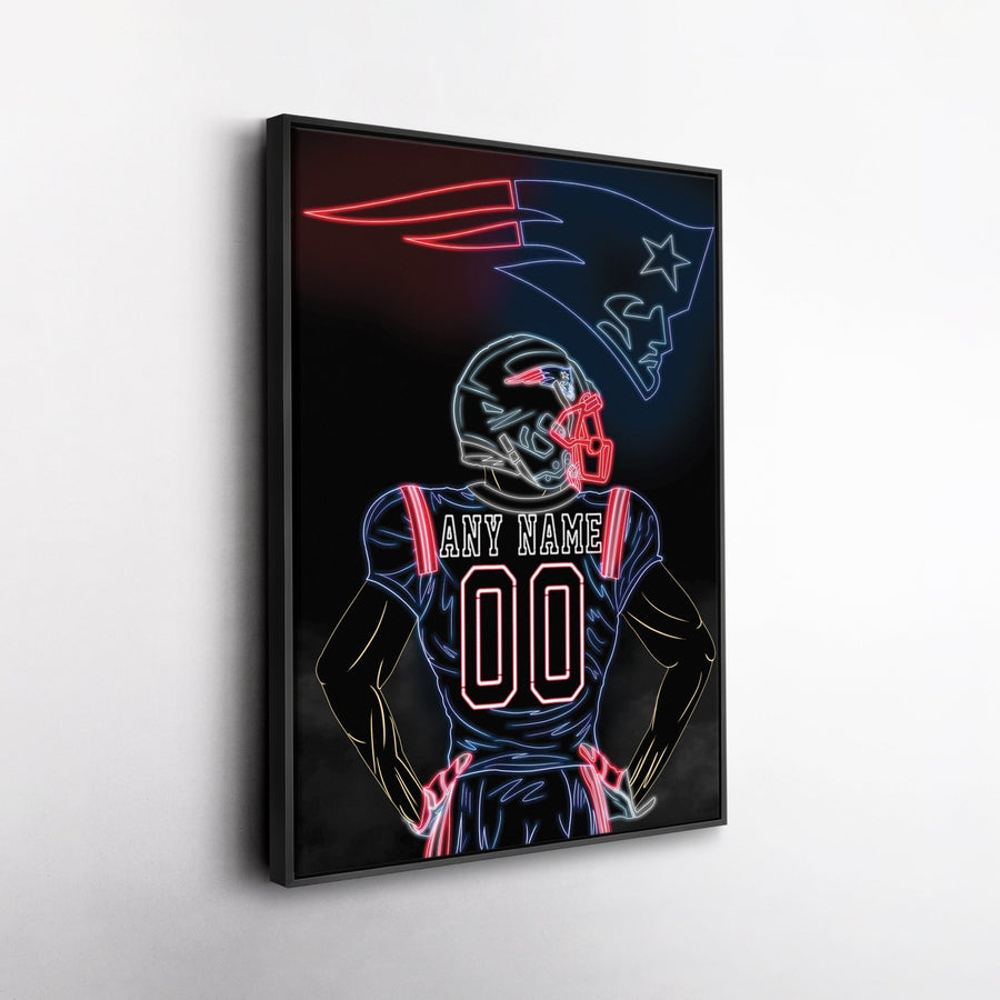New England Patriots Personalized Jersey Canvas | Neon Wall Art - CanvasNeon