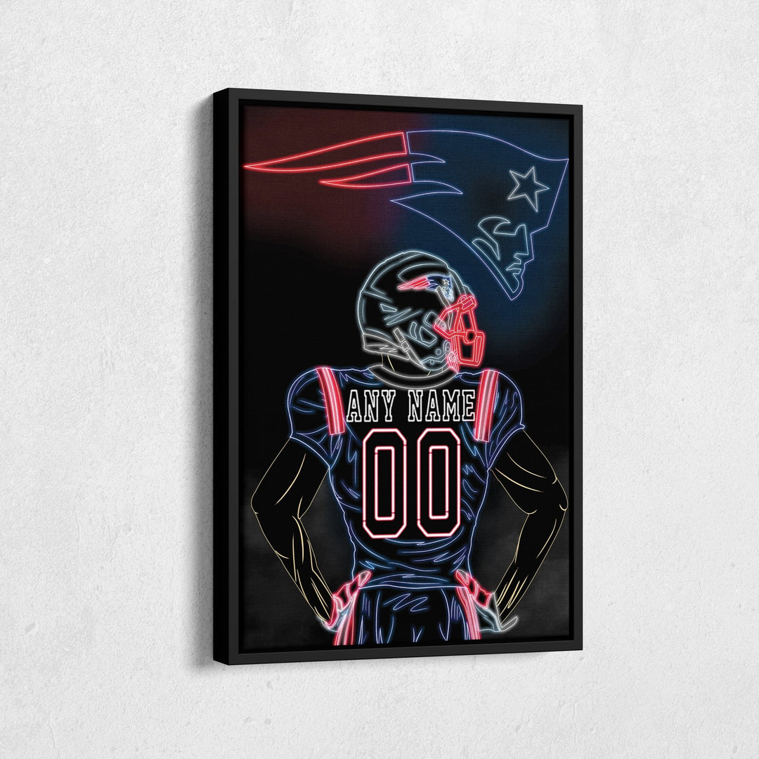 New England Patriots Personalized Jersey Canvas | Neon Wall Art - CanvasNeon