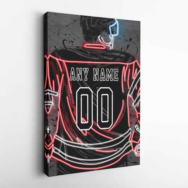 New Jersey Devils Custom Jersey Canvas | Neon Wall Art - CanvasNeon