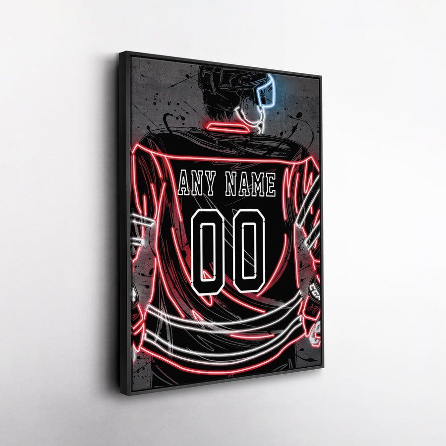 New Jersey Devils Custom Jersey Canvas | Neon Wall Art - CanvasNeon