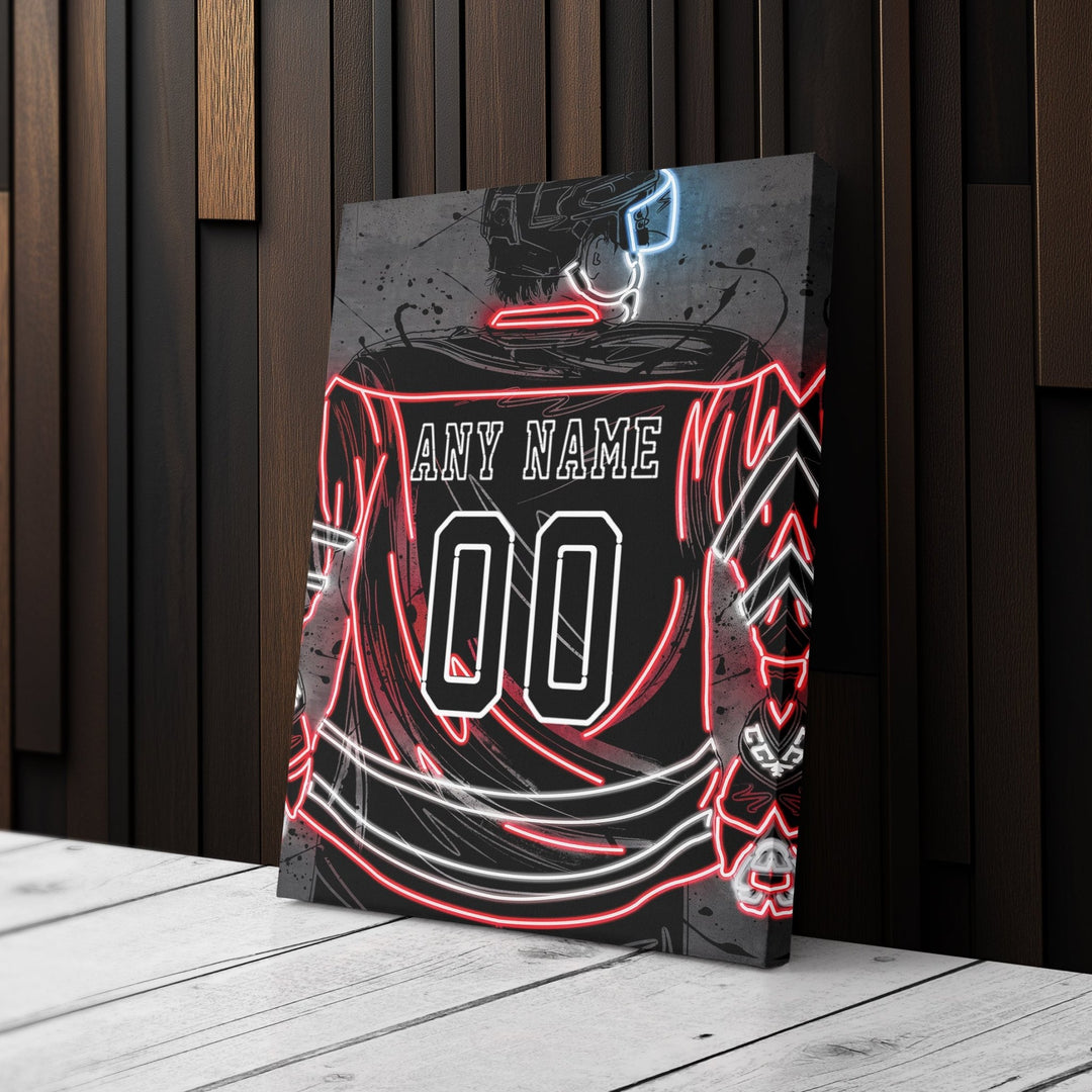 New Jersey Devils Custom Jersey Canvas | Neon Wall Art - CanvasNeon