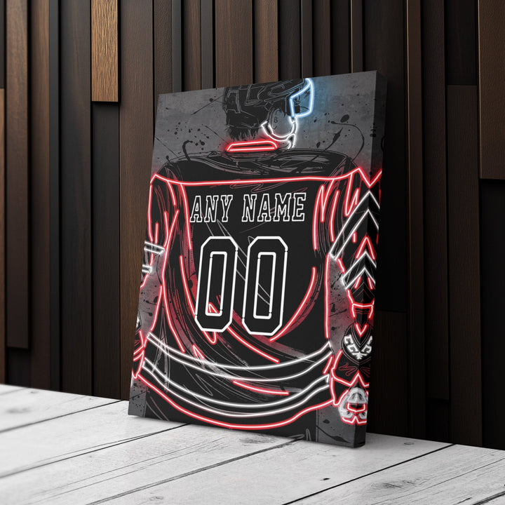 New Jersey Devils Custom Jersey Canvas | Neon Wall Art - CanvasNeon
