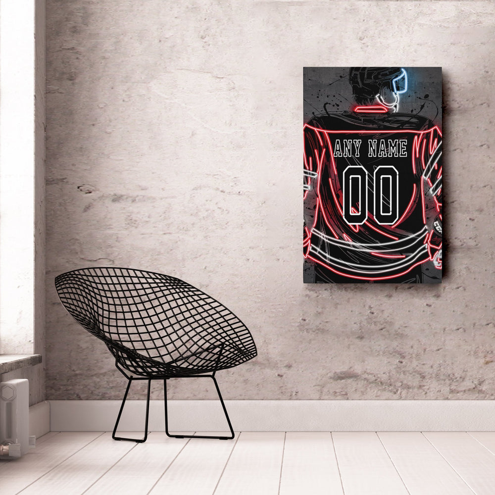 New Jersey Devils Custom Jersey Canvas | Neon Wall Art - CanvasNeon