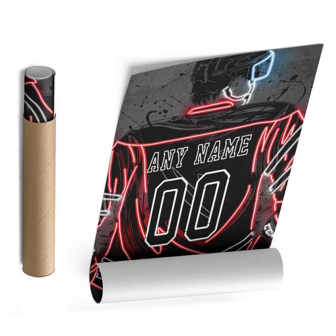 New Jersey Devils Custom Jersey Canvas | Neon Wall Art - CanvasNeon