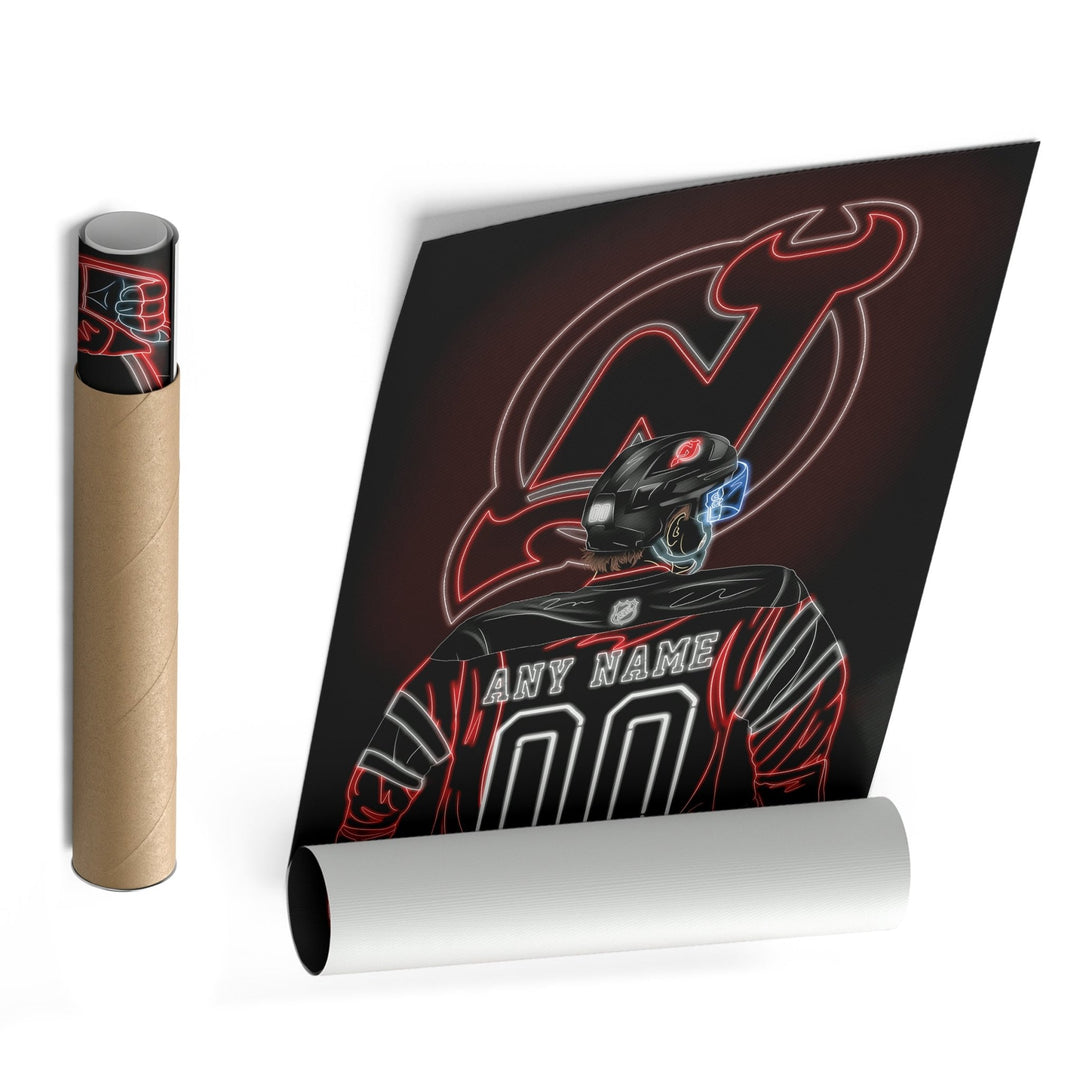 New Jersey Devils Personalized Jersey Canvas | Neon Wall Art - CanvasNeon