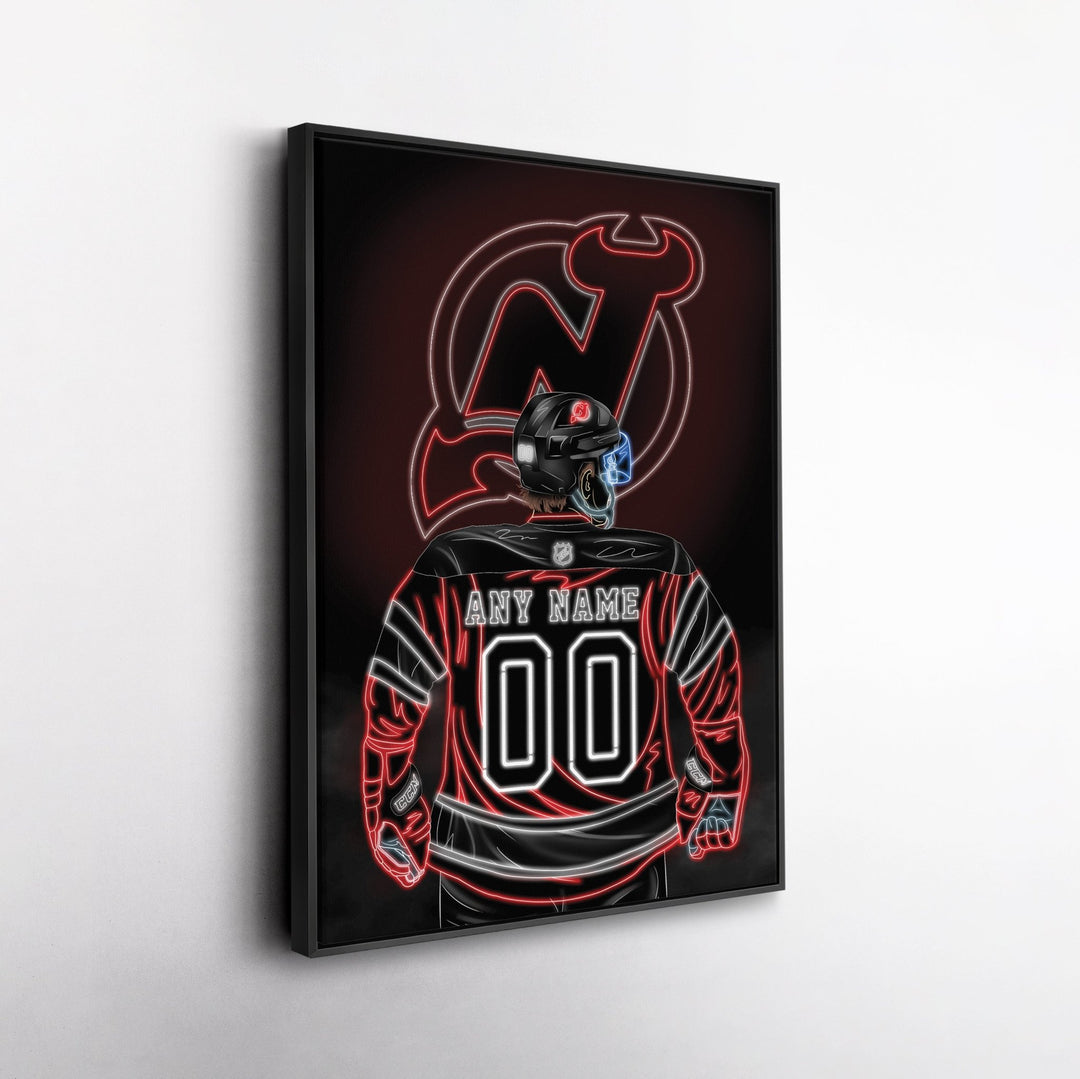 New Jersey Devils Personalized Jersey Canvas | Neon Wall Art - CanvasNeon