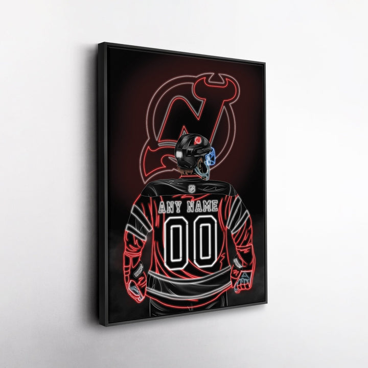 New Jersey Devils Personalized Jersey Canvas | Neon Wall Art - CanvasNeon