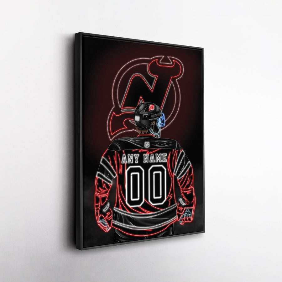 New Jersey Devils Personalized Jersey Canvas | Neon Wall Art - CanvasNeon