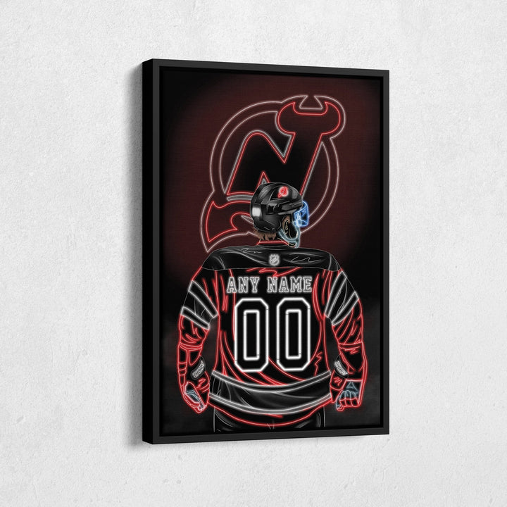 New Jersey Devils Personalized Jersey Canvas | Neon Wall Art - CanvasNeon