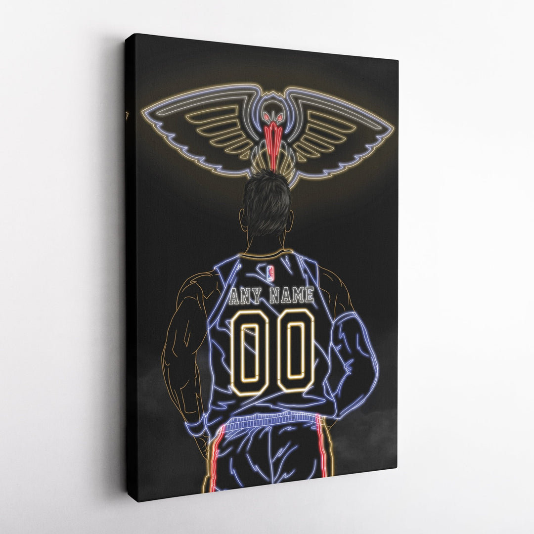 New Orleans Pelicans Personalized Jersey Canvas | Neon Wall Art - CanvasNeon