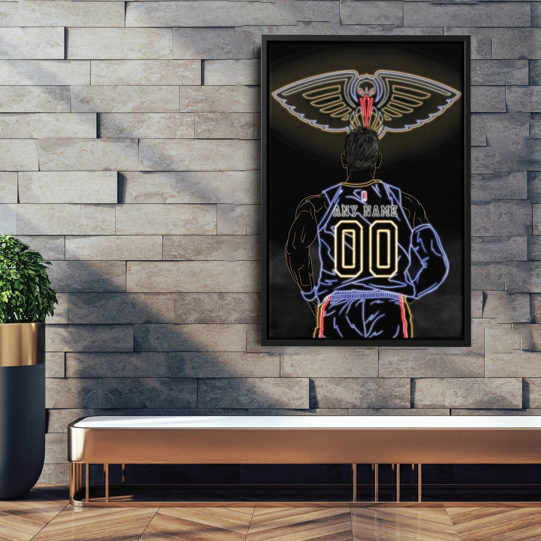 New Orleans Pelicans Personalized Jersey Canvas | Neon Wall Art - CanvasNeon