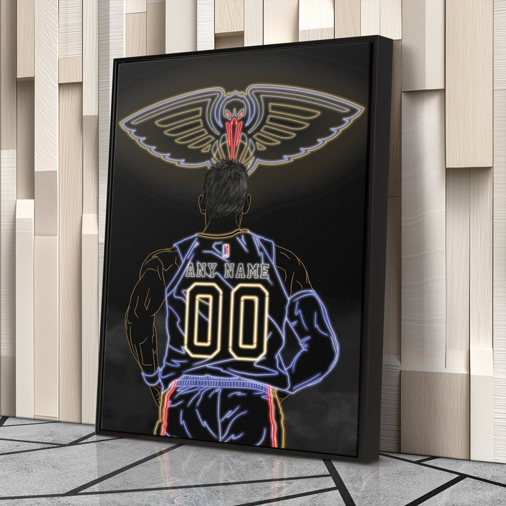 New Orleans Pelicans Personalized Jersey Canvas | Neon Wall Art - CanvasNeon