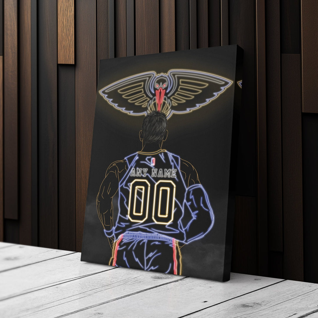 New Orleans Pelicans Personalized Jersey Canvas | Neon Wall Art - CanvasNeon