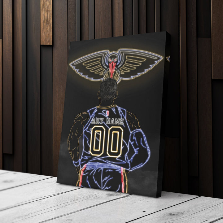 New Orleans Pelicans Personalized Jersey Canvas | Neon Wall Art - CanvasNeon