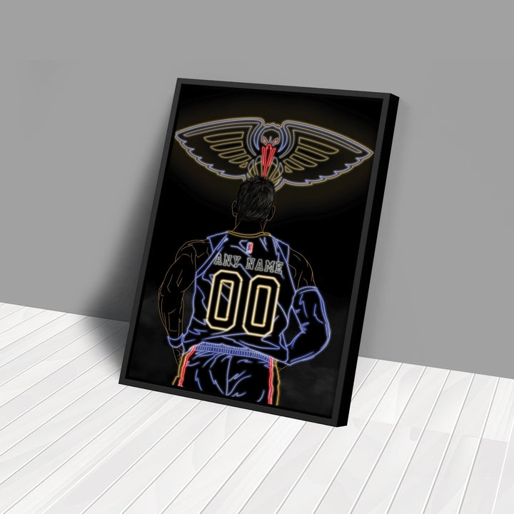 New Orleans Pelicans Personalized Jersey Canvas | Neon Wall Art - CanvasNeon