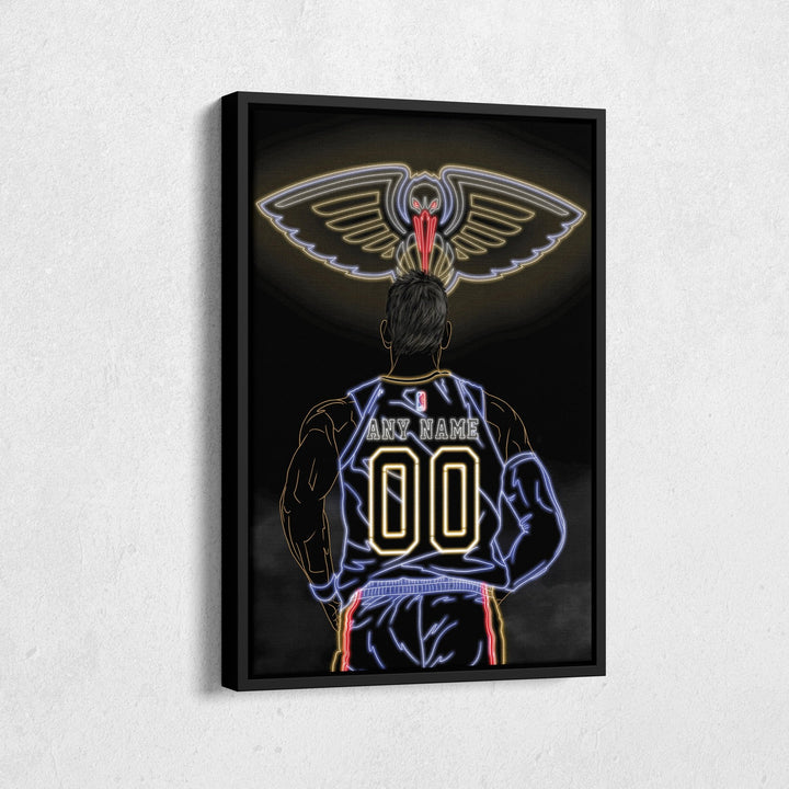 New Orleans Pelicans Personalized Jersey Canvas | Neon Wall Art - CanvasNeon