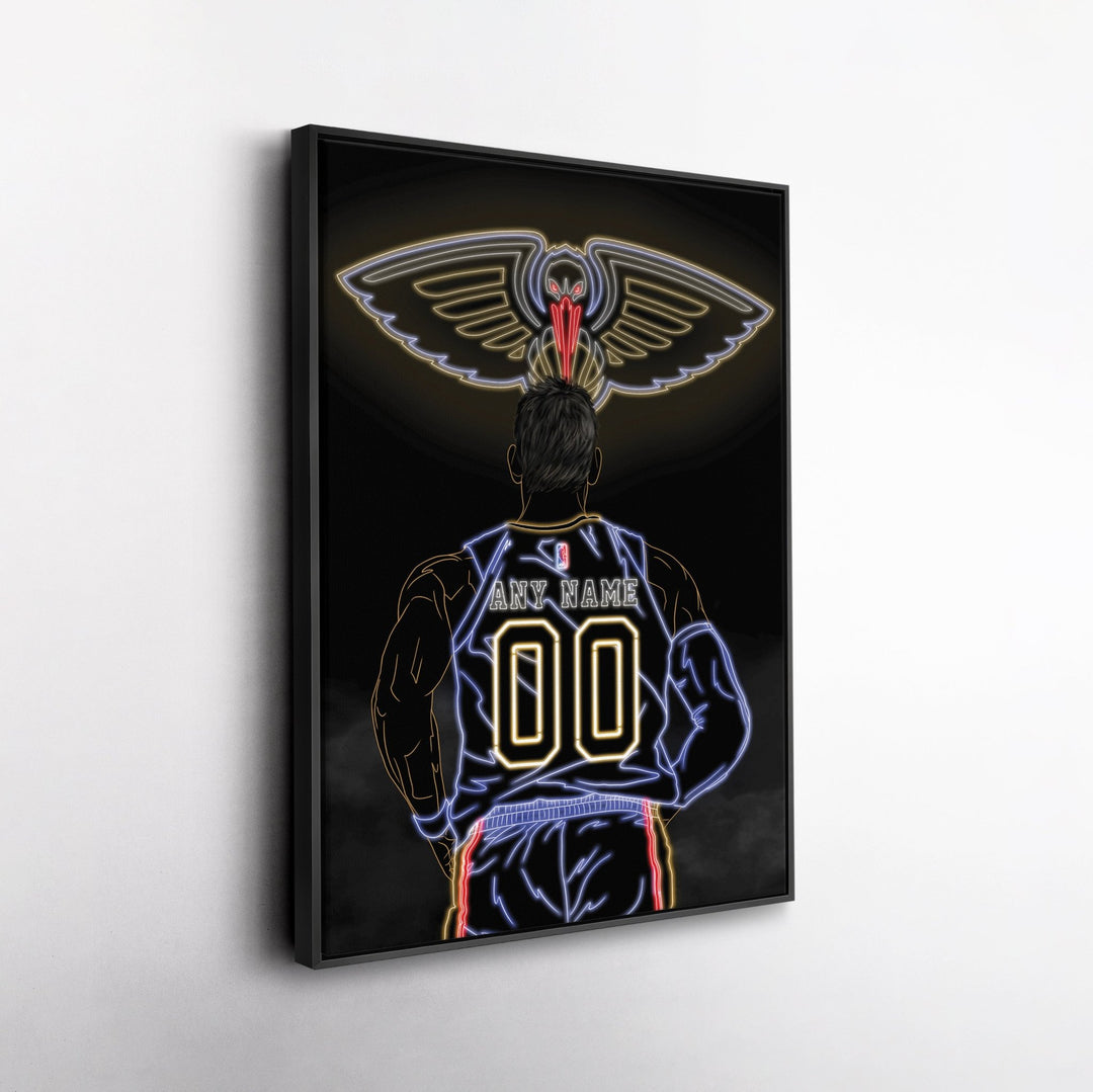 New Orleans Pelicans Personalized Jersey Canvas | Neon Wall Art - CanvasNeon