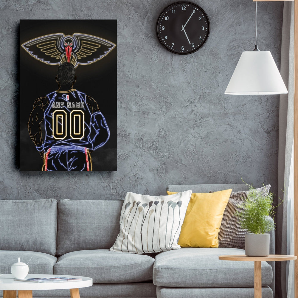 New Orleans Pelicans Personalized Jersey Canvas | Neon Wall Art - CanvasNeon