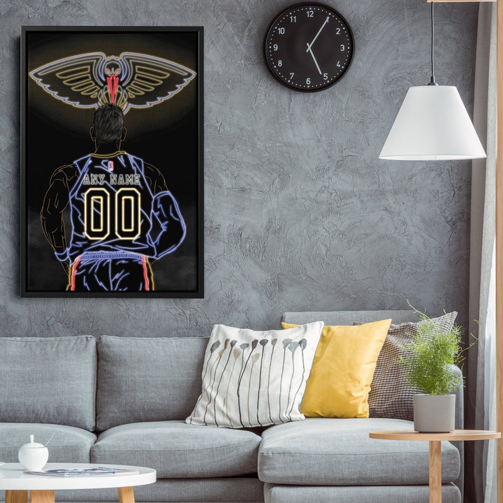 New Orleans Pelicans Personalized Jersey Canvas | Neon Wall Art - CanvasNeon