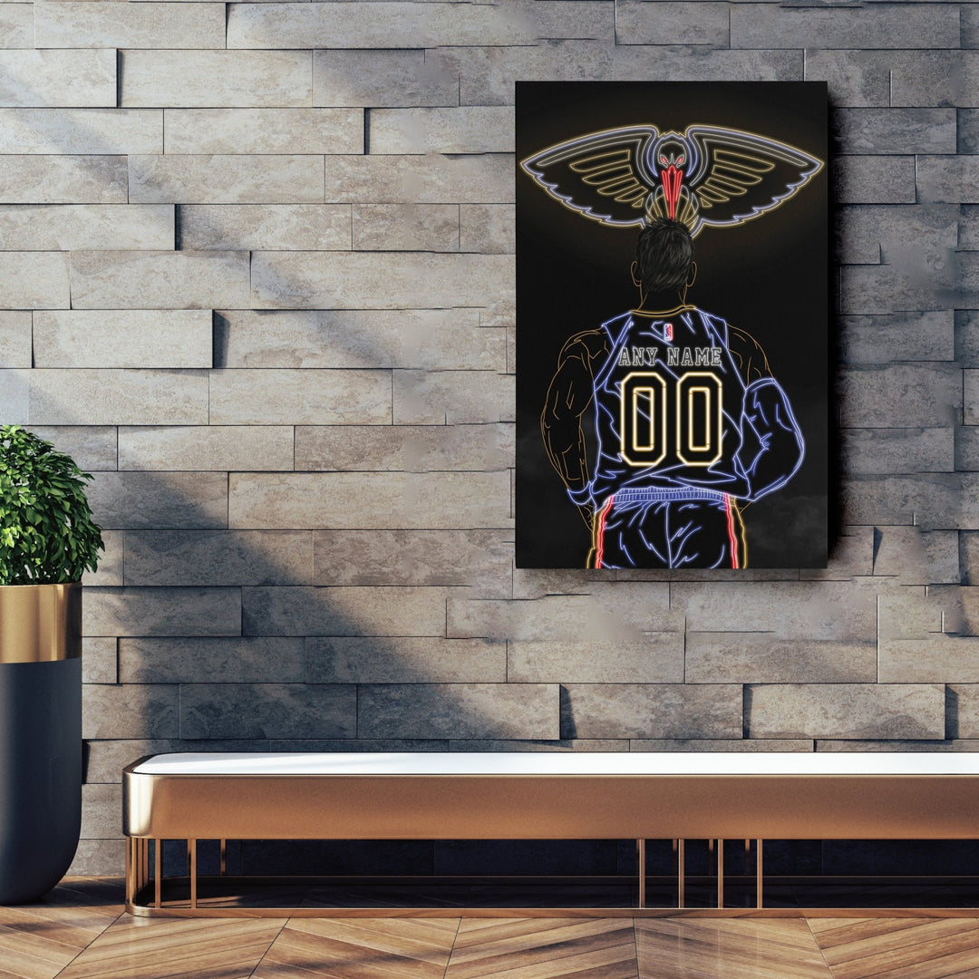 New Orleans Pelicans Personalized Jersey Canvas | Neon Wall Art - CanvasNeon