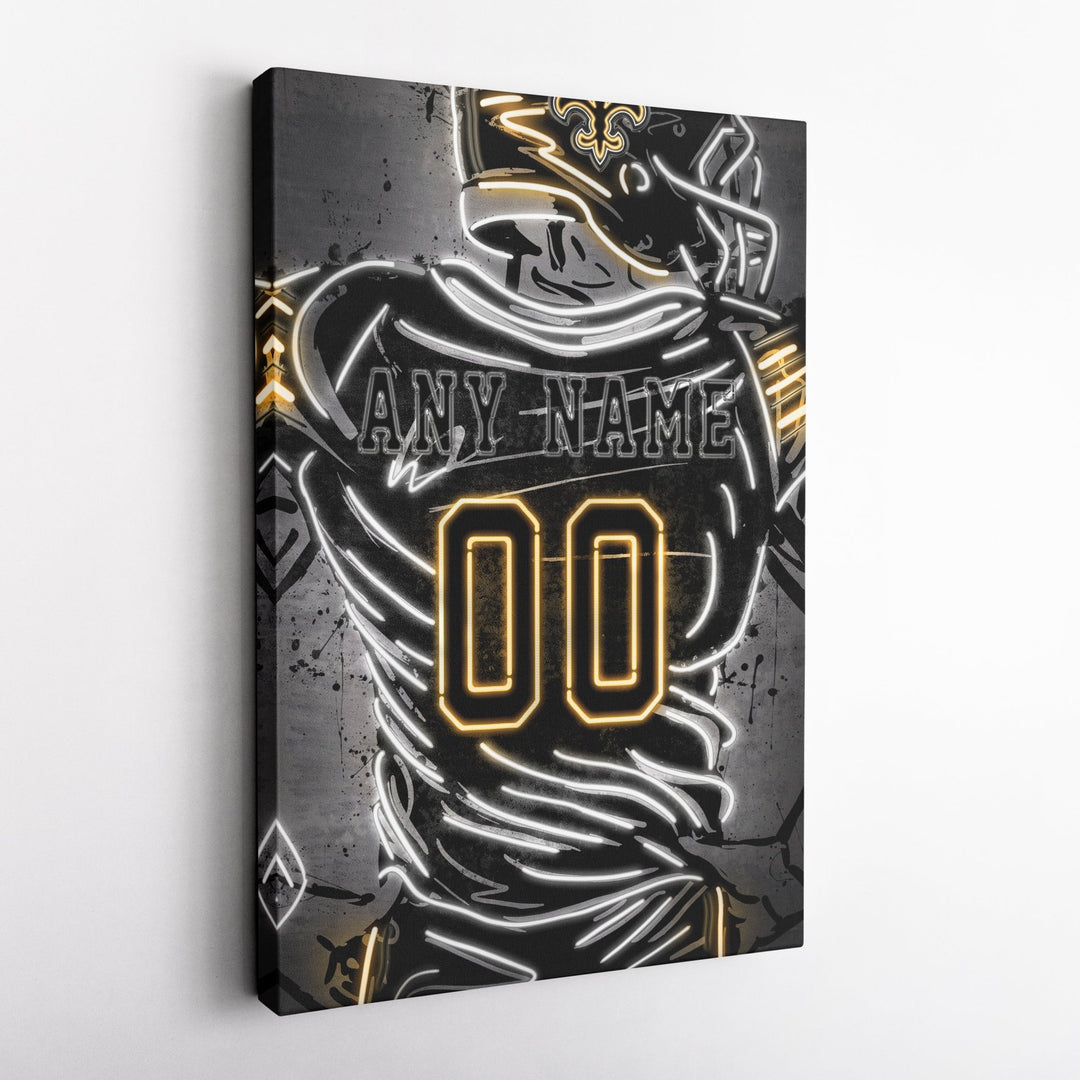 New Orleans Saints Custom Jersey Canvas | Neon Wall Art - CanvasNeon