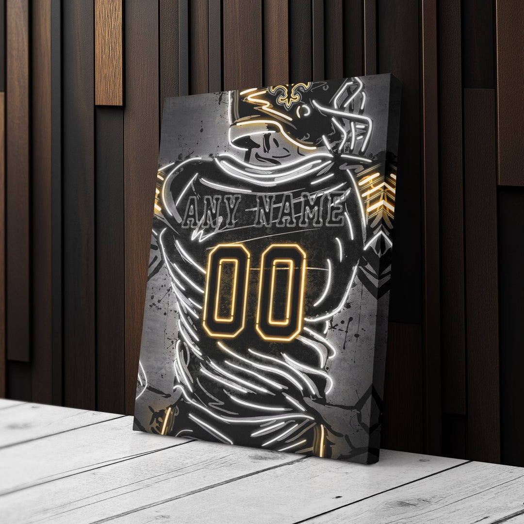New Orleans Saints Custom Jersey Canvas | Neon Wall Art - CanvasNeon