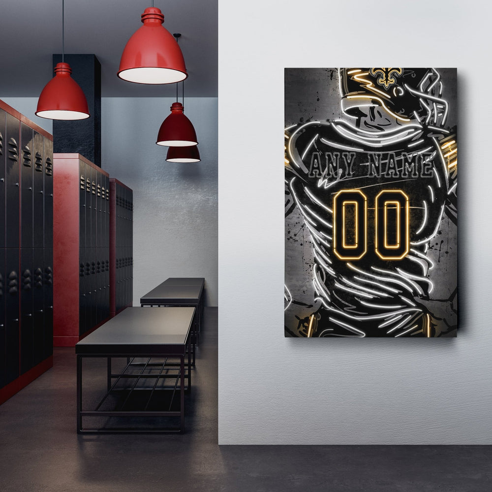 New Orleans Saints Custom Jersey Canvas | Neon Wall Art - CanvasNeon