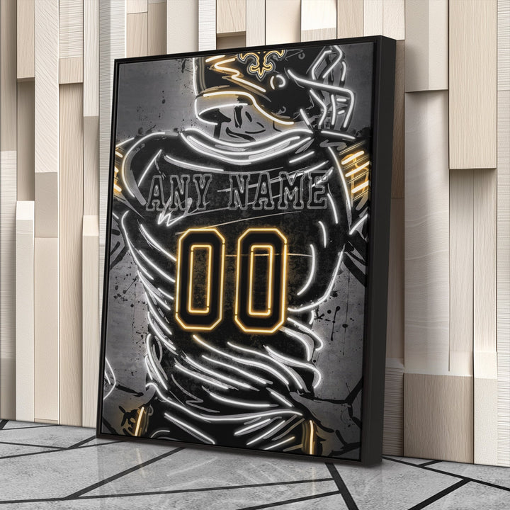 New Orleans Saints Custom Jersey Canvas | Neon Wall Art - CanvasNeon